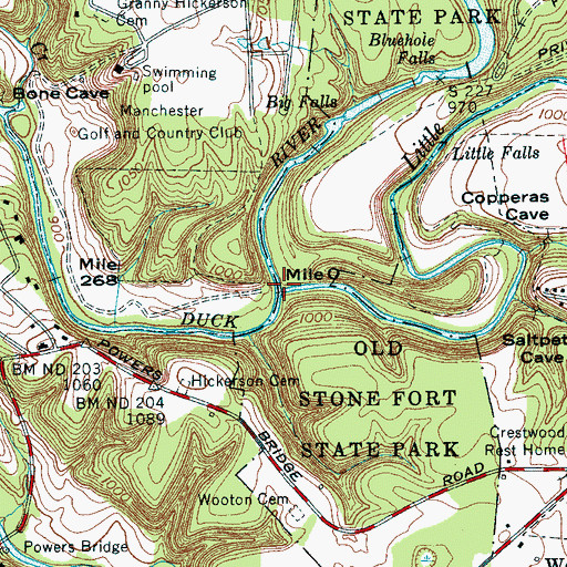 Topographic Map of Little Duck River, TN