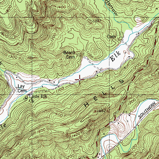 Topographic Map of Little Elk School, TN