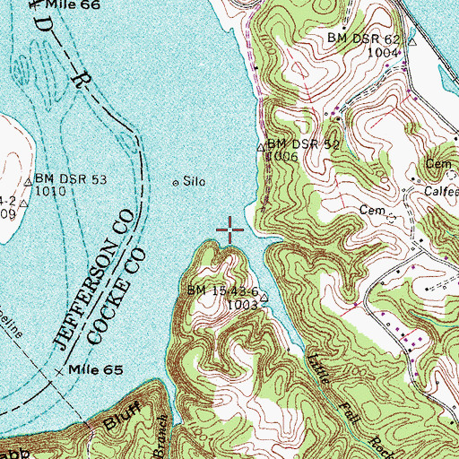 Topographic Map of Little Fall Rock Branch, TN
