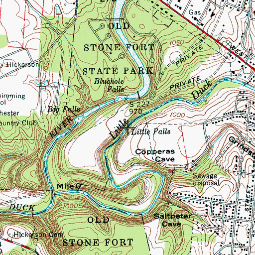 Topographic Map of Little Falls, TN