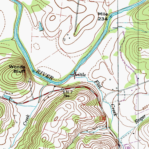 Topographic Map of Little Flat Creek, TN