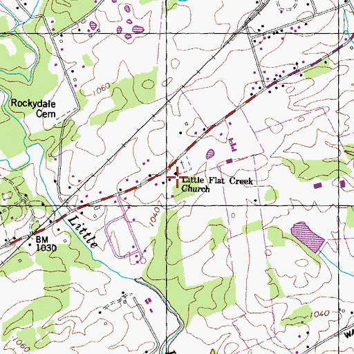 Topographic Map of Little Flat Creek Church, TN