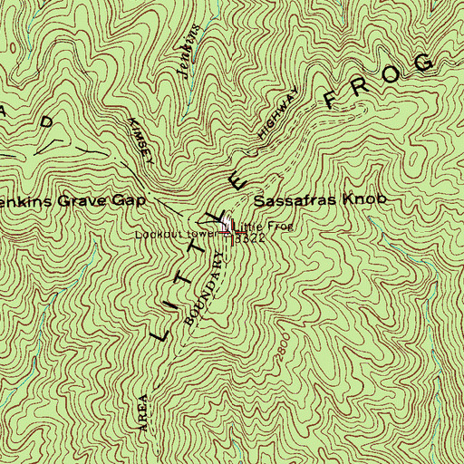 Topographic Map of Little Frog Mountain, TN