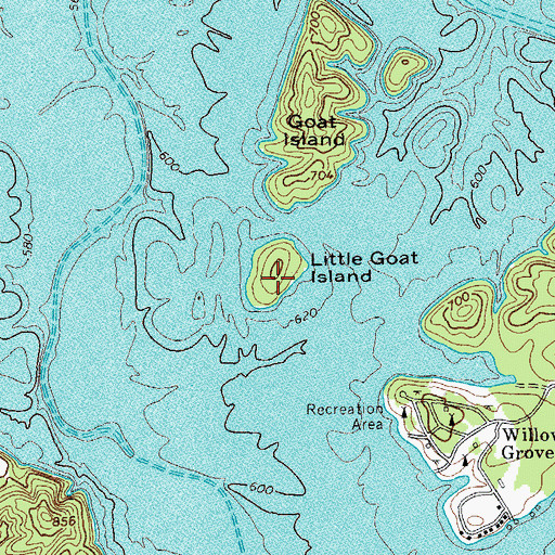 Topographic Map of Little Goat Island, TN