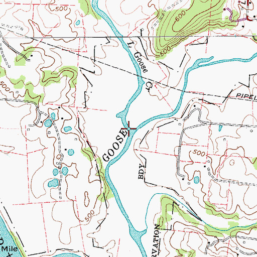 Topographic Map of Little Goose Creek, TN