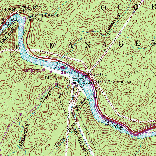 Topographic Map of Little Gassaway Creek, TN