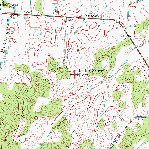Topographic Map of Little Grove Cemetery, TN