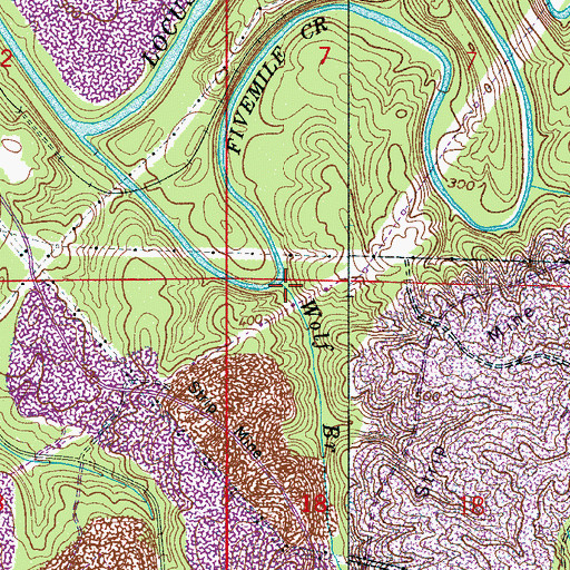 Topographic Map of Wolf Branch, AL