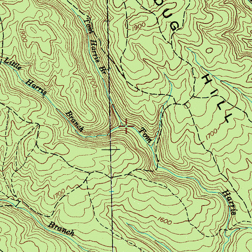 Topographic Map of Little Harris Branch, TN