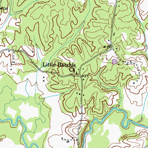 Topographic Map of Little Hatchie Church, TN