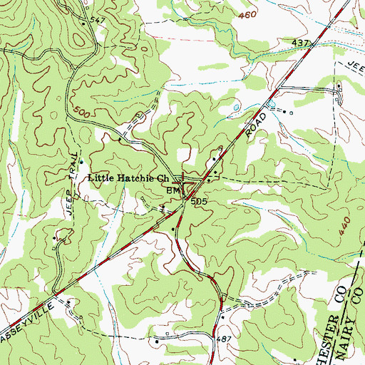 Topographic Map of Little Hatchie Church, TN