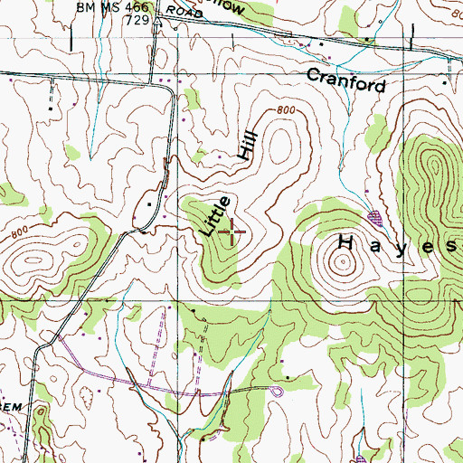 Topographic Map of Little Hill, TN