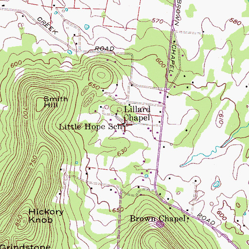 Topographic Map of Little Hope School, TN