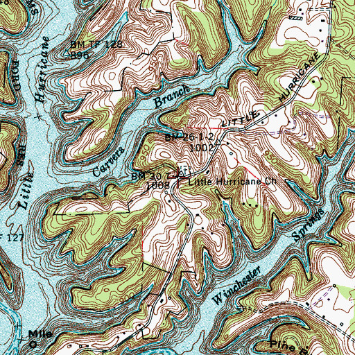 Topographic Map of Little Hurricane Church, TN