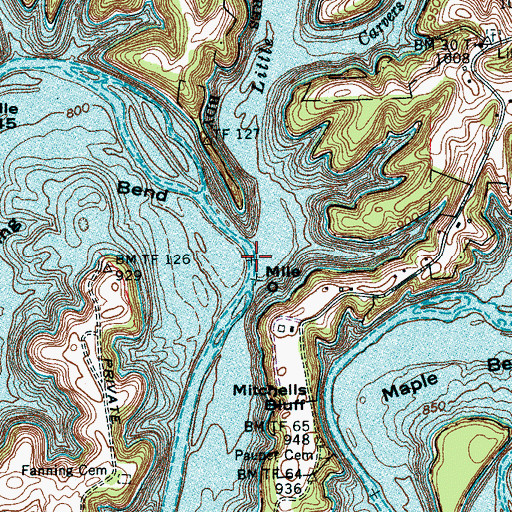 Topographic Map of Little Hurricane Creek, TN