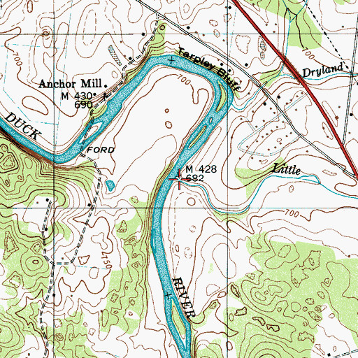 Topographic Map of Little Hurricane Creek, TN