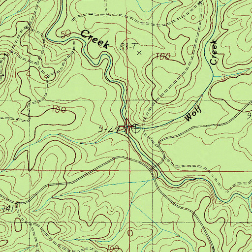Topographic Map of Wolf Creek, AL