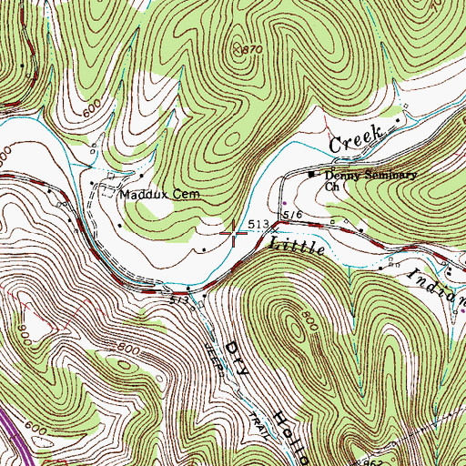 Topographic Map of Little Indian Creek, TN