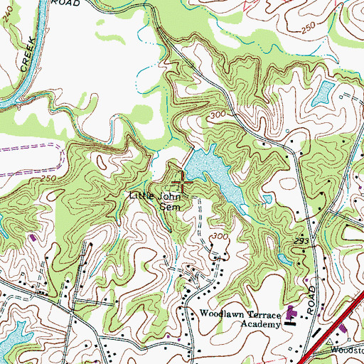 Topographic Map of Little John Cemetery, TN