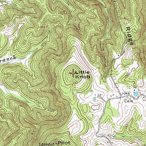 Topographic Map of Little Knob, TN