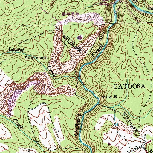 Topographic Map of Little Laurel Creek, TN