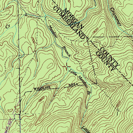 Topographic Map of Little Meadow Branch, TN