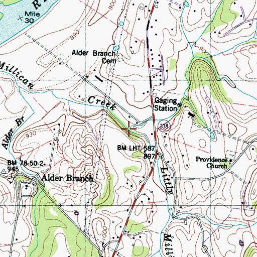 Topographic Map of Little Millican Creek, TN