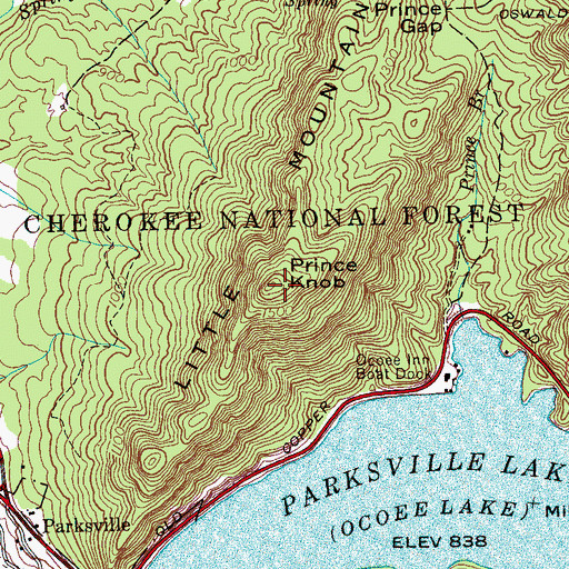 Topographic Map of Little Mountain, TN