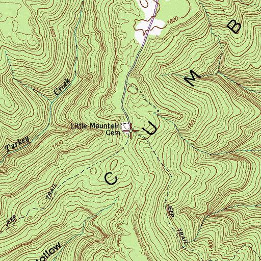 Topographic Map of Little Mountain Cemetery, TN