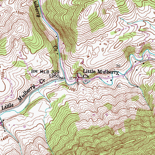 Topographic Map of Little Mulberry Church, TN