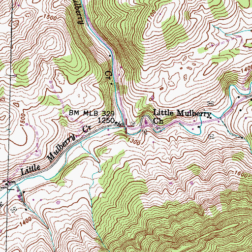 Topographic Map of Little Mulberry Creek, TN