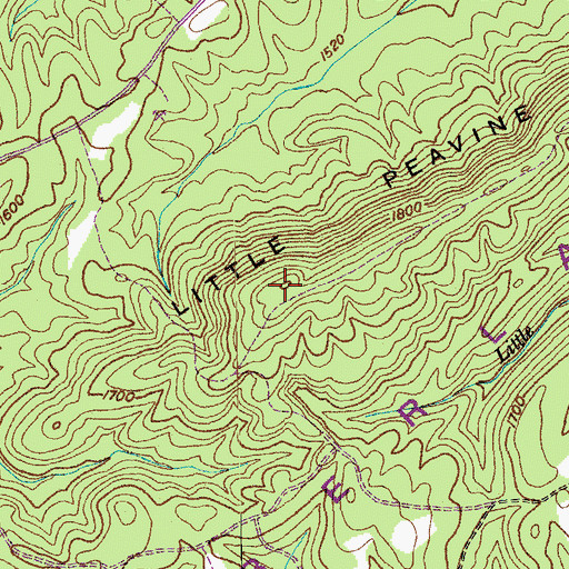 Topographic Map of Little Peavine Mountain, TN