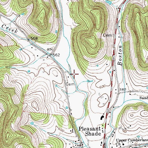 Topographic Map of Little Peyton Creek, TN