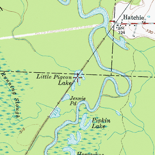 Topographic Map of Little Pigeon Lake, TN