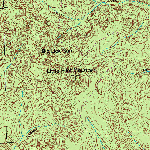 Topographic Map of Little Pilot Mountain, TN