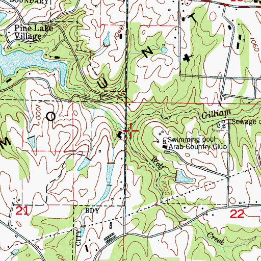 Topographic Map of Wolf Creek, AL