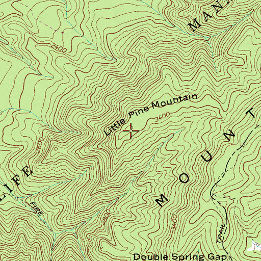 Topographic Map of Little Pine Mountain, TN