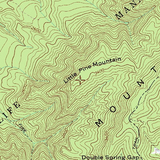 Topographic Map of Little Pine Mountain, TN