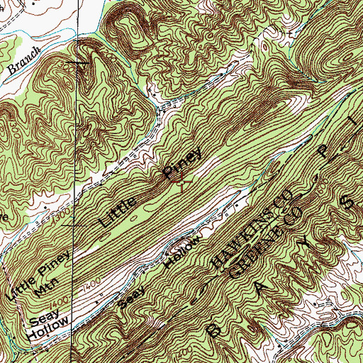 Topographic Map of Little Piney Mountain, TN