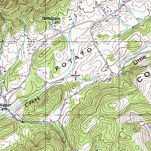 Topographic Map of Little Potato Valley, TN