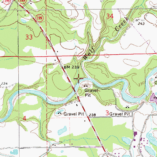 Topographic Map of Wolf Creek, AL