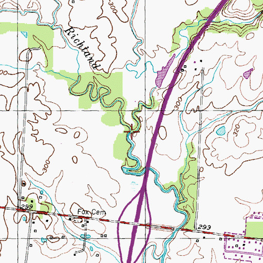 Topographic Map of Little Richland Creek, TN