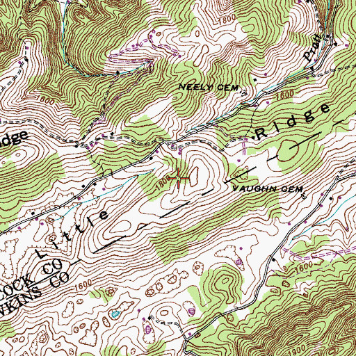 Topographic Map of Little Ridge, TN