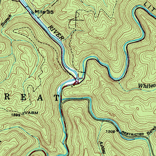 Topographic Map of Little River Gorge, TN