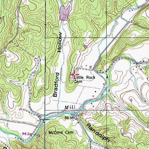 Topographic Map of Little Rock Cemetery, TN