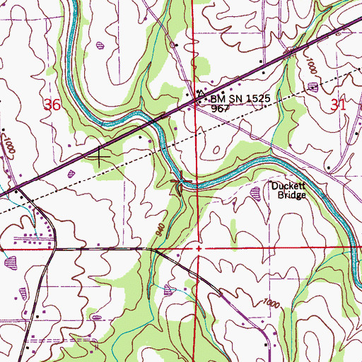 Topographic Map of Wolf Creek, AL