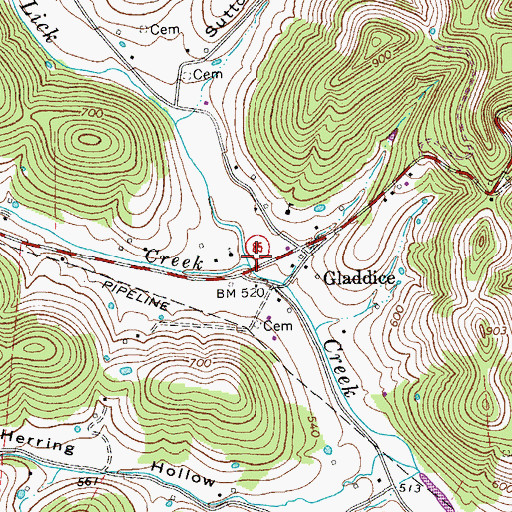 Topographic Map of Little Salt Lick Creek, TN