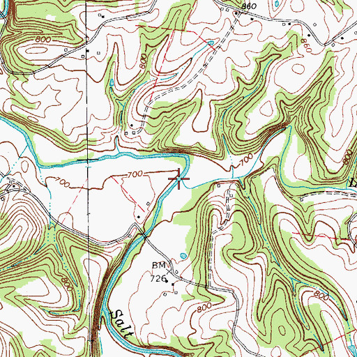 Topographic Map of Little Salt Lick Creek, TN