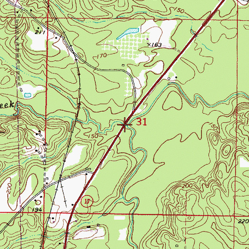 Topographic Map of Wolf Creek, AL