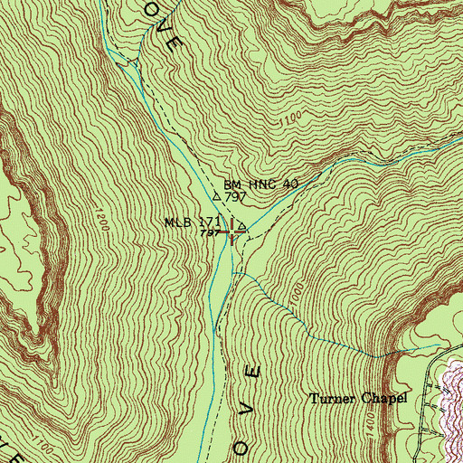 Topographic Map of Little Sequatchie Cove, TN